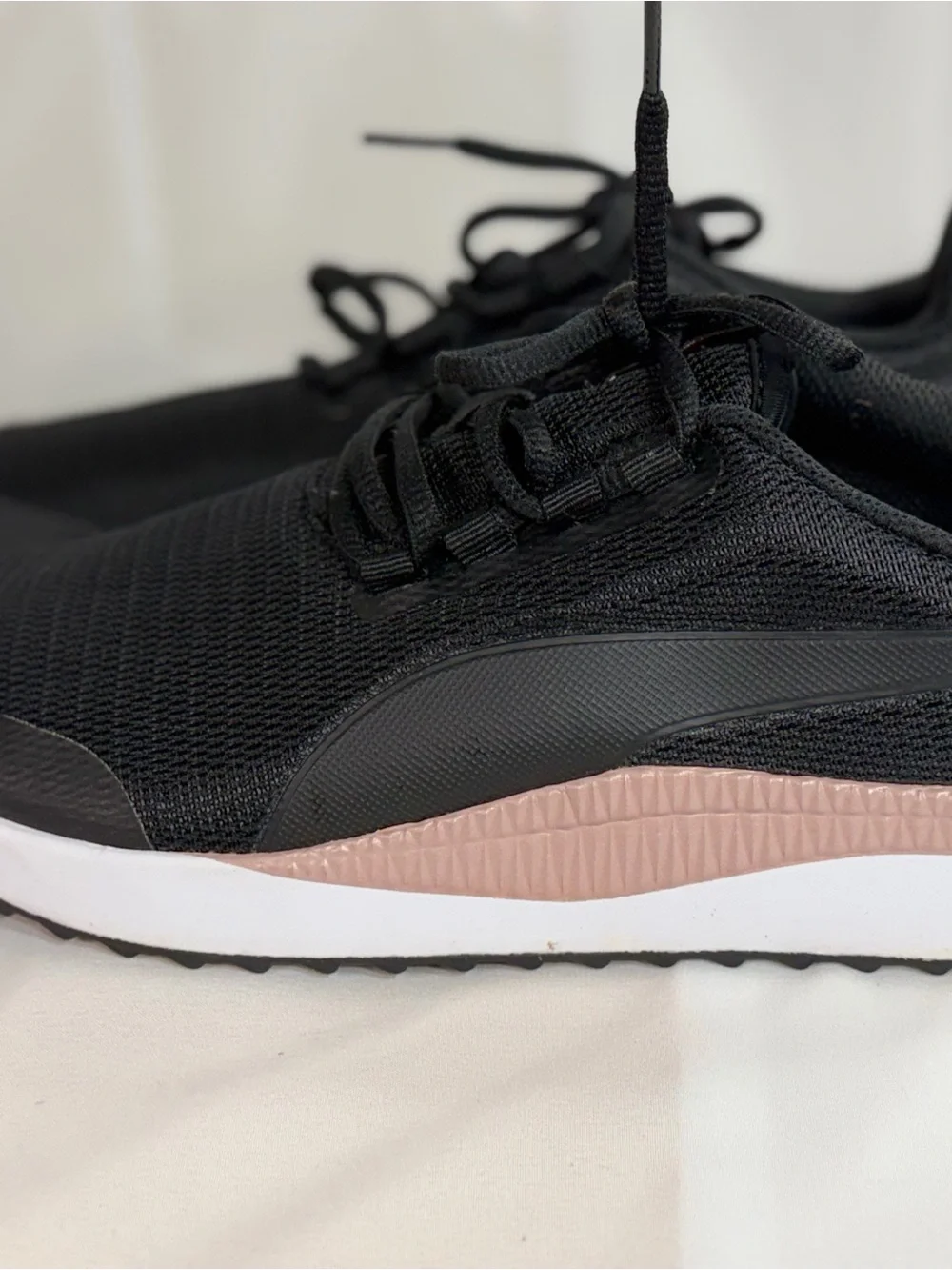Puma Men's Black Mesh Athletic Sneakers with White Sole